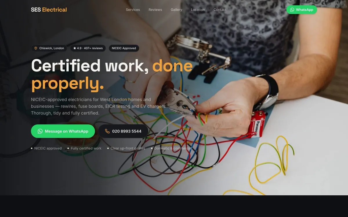 electricians website built by Vybrants