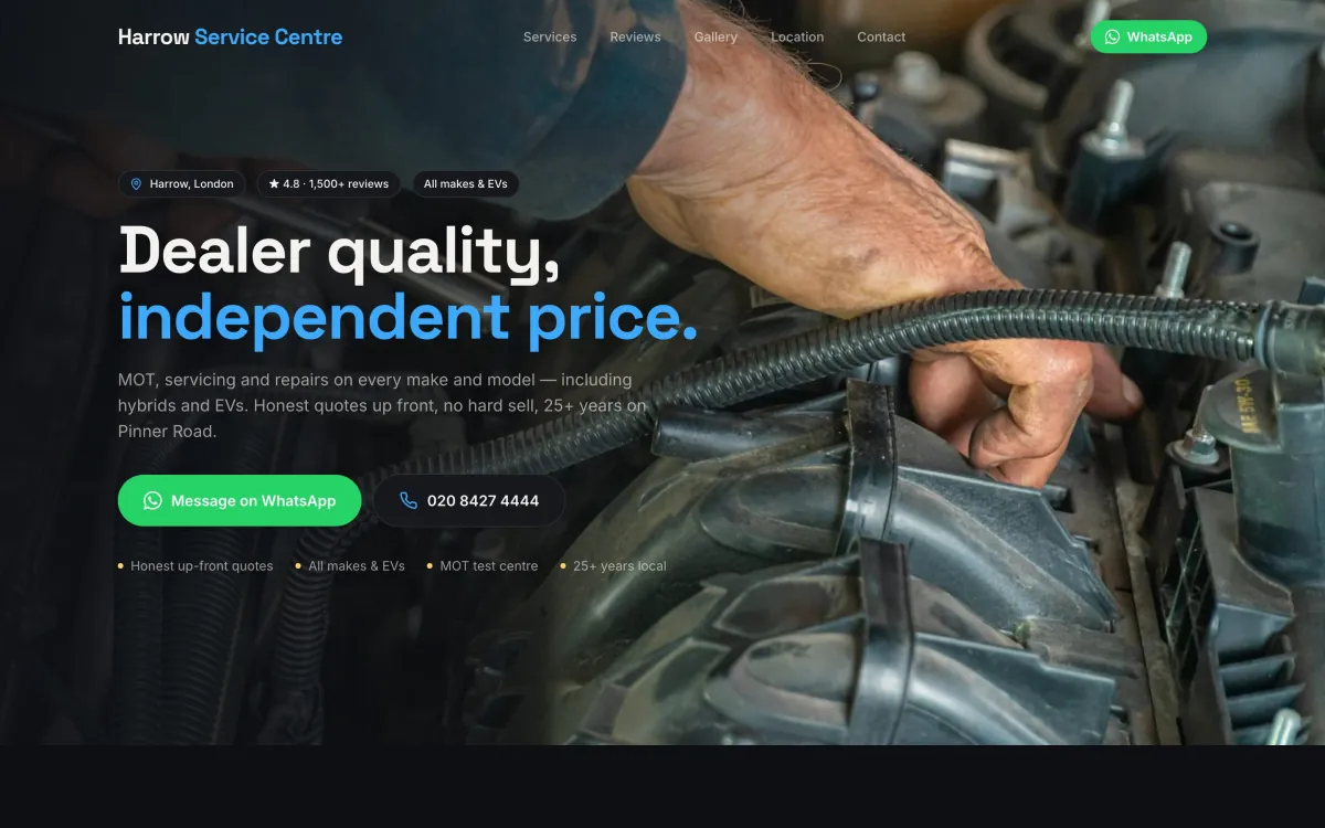 garage auto mechanics website built by Vybrants