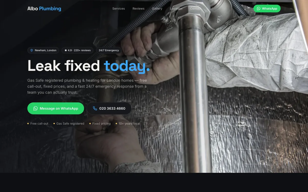 plumbers website built by Vybrants
